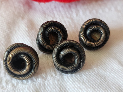 Lot 4 mini boutons anciens en metal tel que ou a perlé 1,1 cm G4M
