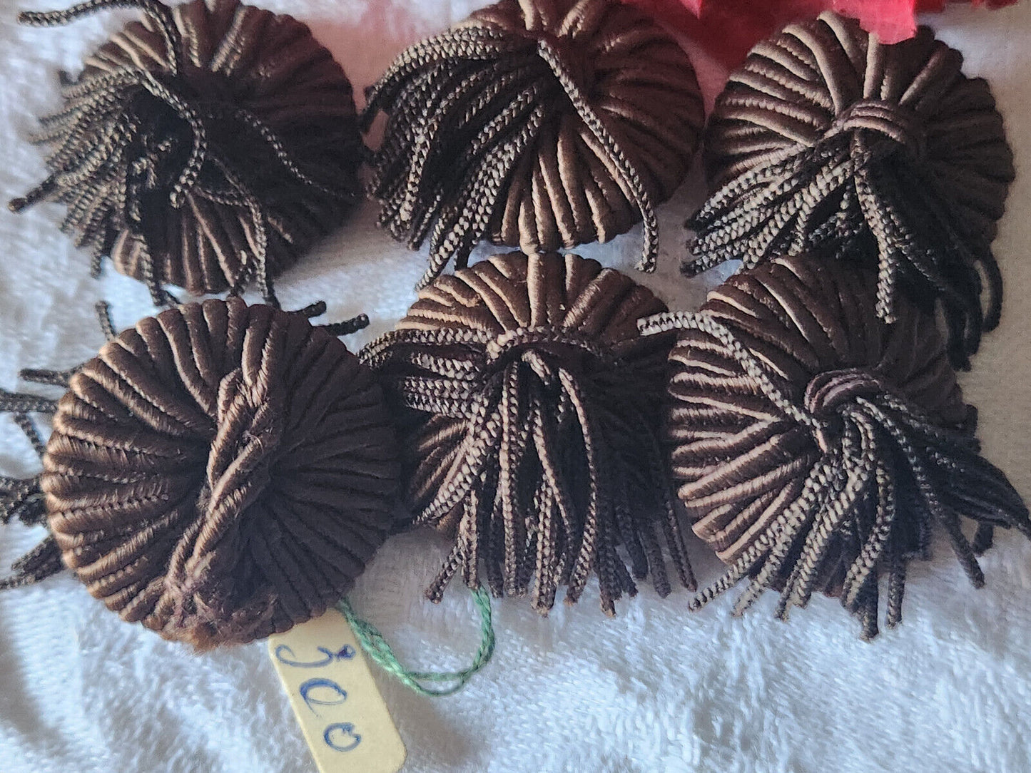 Lot 6 boutons anciens vintage passementerie marron pendant 2,5 cm ref 2192