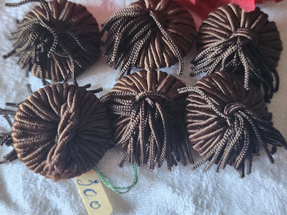 Lot 6 boutons anciens vintage passementerie marron pendant 2,5 cm ref 2192
