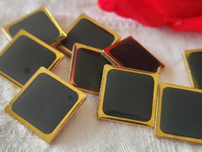 Lot 9 boutons vintage en metal gris carré doré pied 2 cm ou 20 mm ref 6421