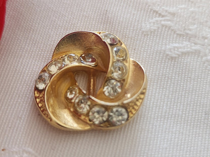Bouton vintage en métal doré  strass verre 2 cm ou 20 mm bijoux  G3G