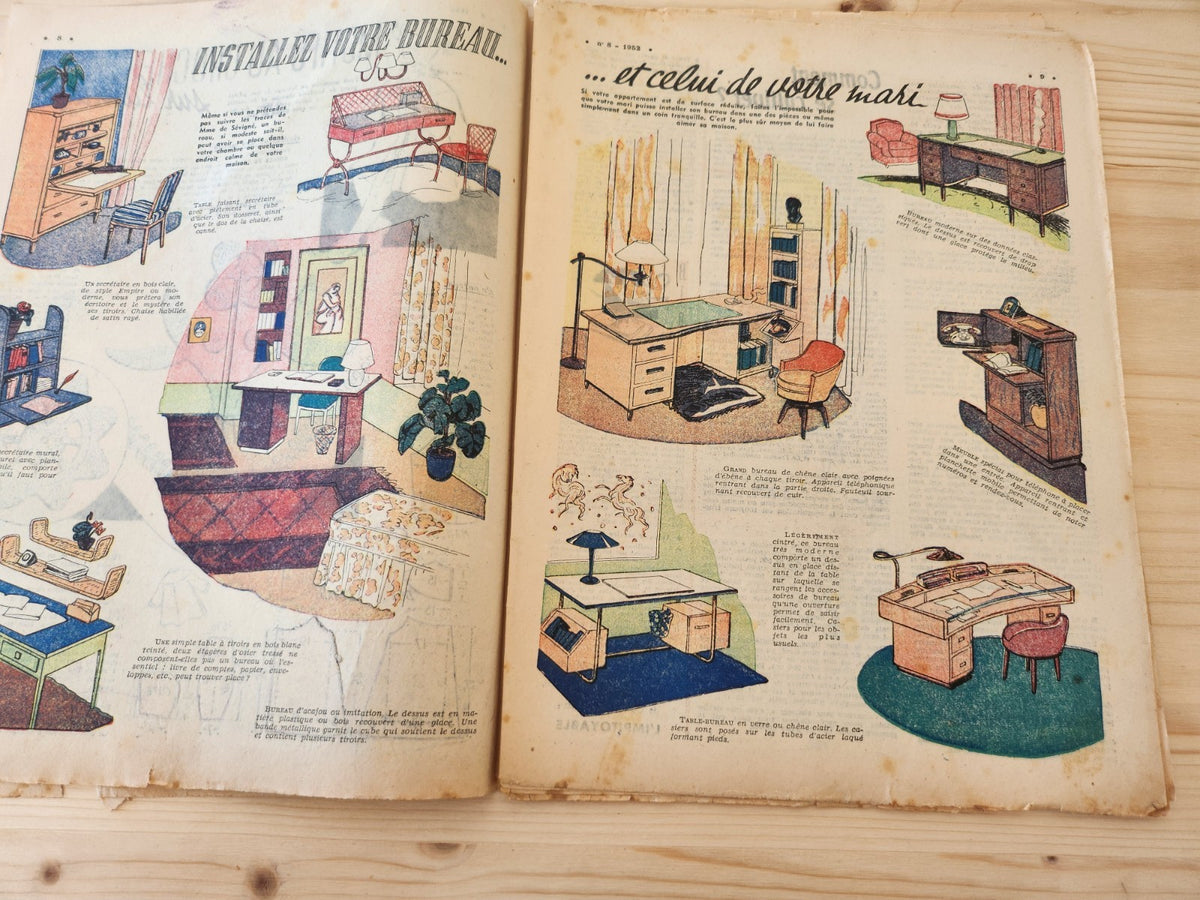 Le petit echo de la mode 1952 n°8 motif au crochet sur lainage  couvre théière