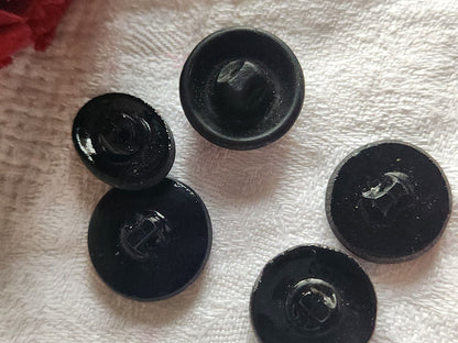 Lot 5 boutons anciens en verre noir panaché  1,7 cm ref 3459