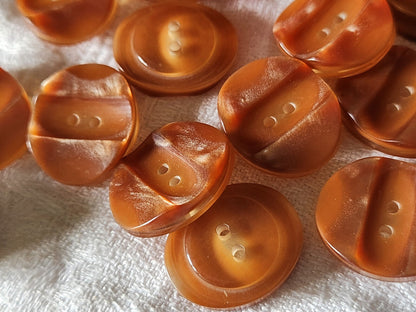 Lot 6 boutons vintage marron nacré ovale 1,9 sur 2,2 cm ref 2816