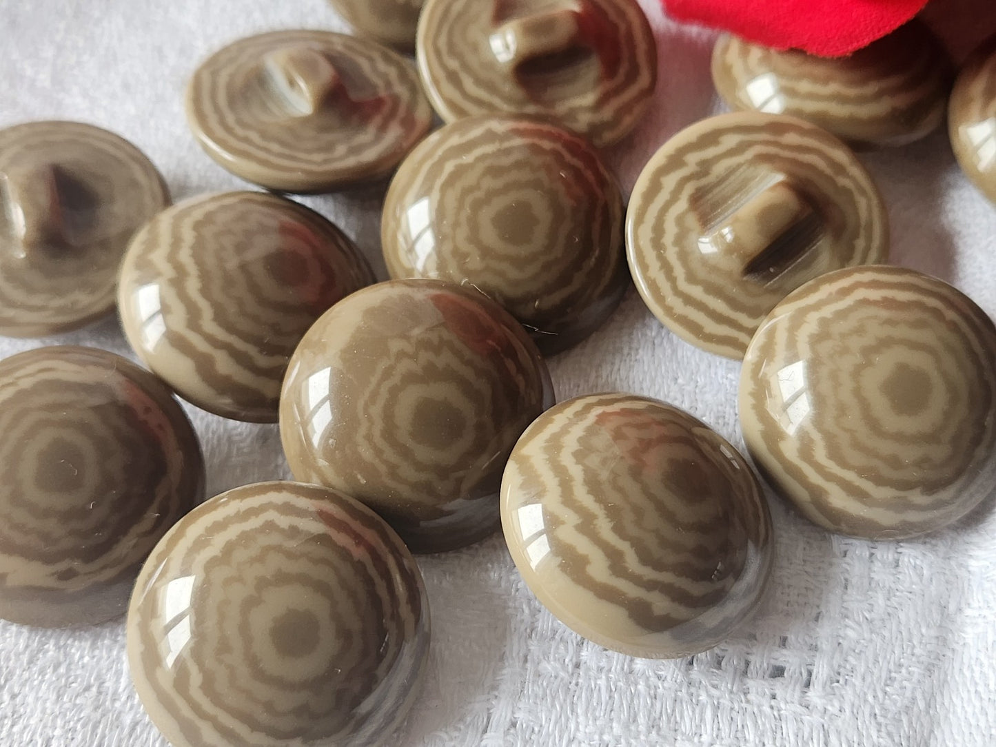 Lot 6 boutons vintage bombé marron  camaieu  pied veiné 2,2 cm ref 3163