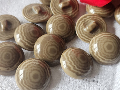 Lot 6 boutons vintage bombé marron  camaieu  pied veiné 2,2 cm ref 3163