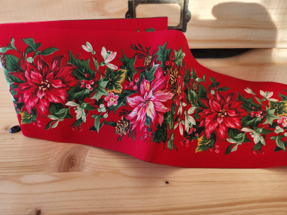 Large galon ancien rouge grosse fleur 10, 5 cm 2 m 55 XXL  T3