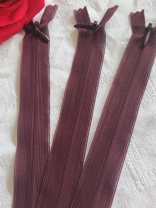 Lot 3 fermeture éclair 20 cm jaune prune/marron non- séparable A36 création