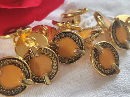 Lot 6 boutons en métal  vintage orange doré 1,8 sur 2 cm pied ref 2371