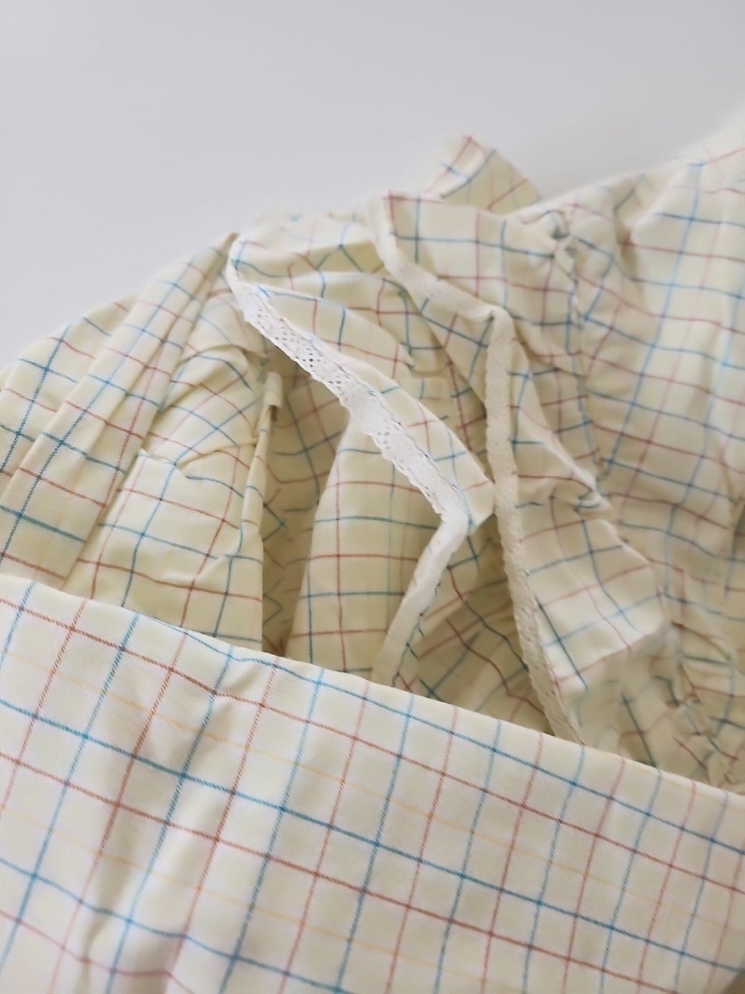 Pur vintage ancienne blouse haut manche jaune carreaux 42/44?   ref portant