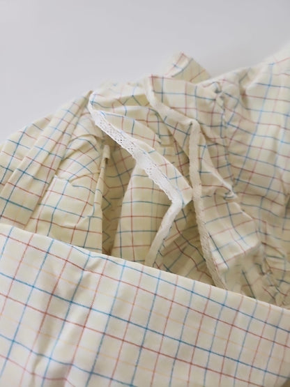 Pur vintage ancienne blouse haut manche jaune carreaux 42/44?   ref portant