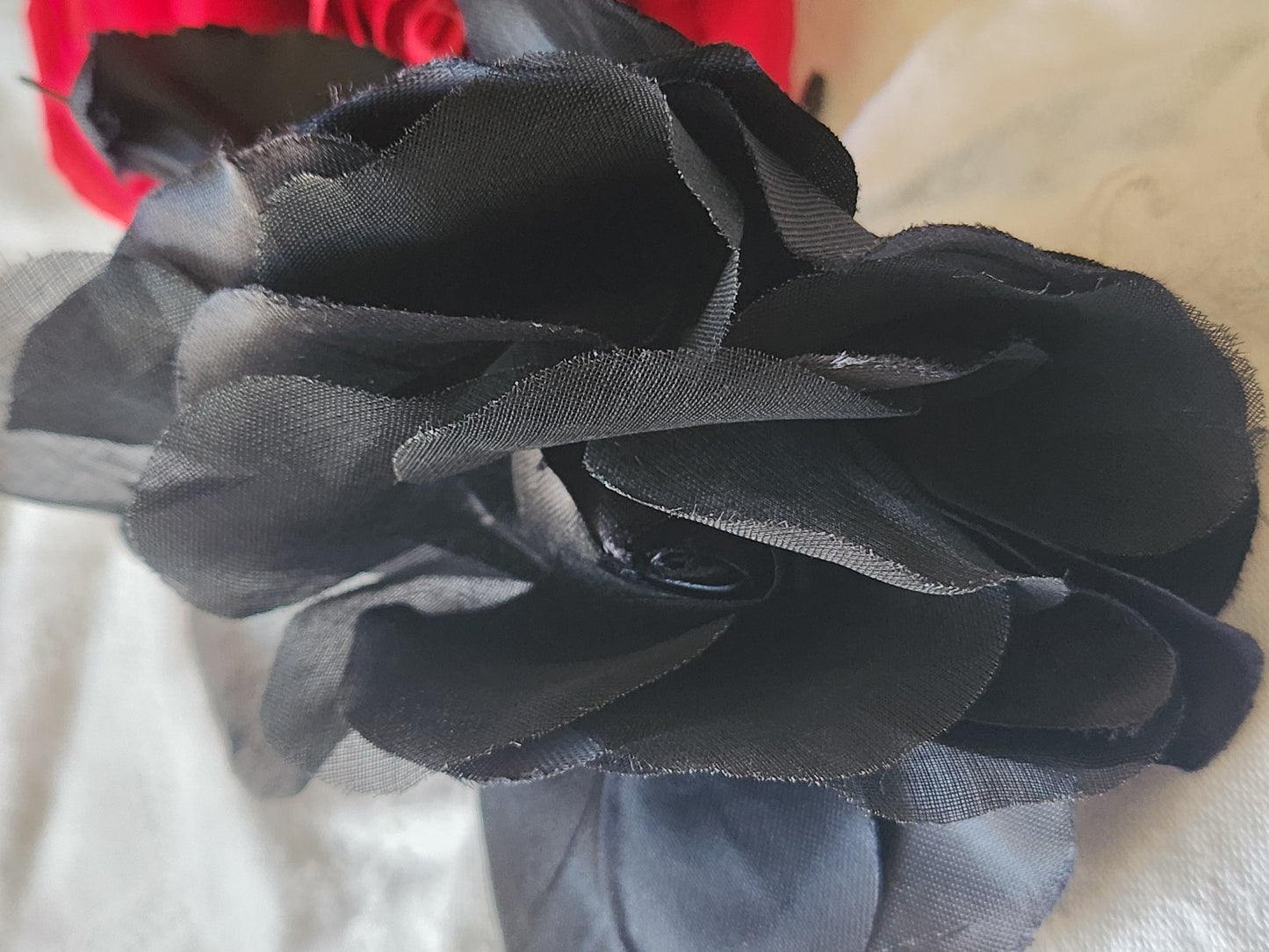 Grosse fleur ancienne noir chapeau sur broche 11, cm T0-12