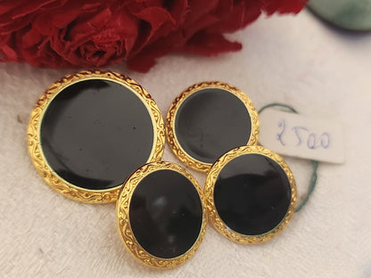 Lot 4 boutons en métal  vintage noir et doré elegants 1,5 et 2 cm D6G