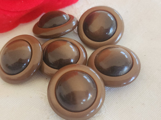 Lot 6  boutons vintage marron demi sphère pied 22 mm ou 2,2 cm ref 6287