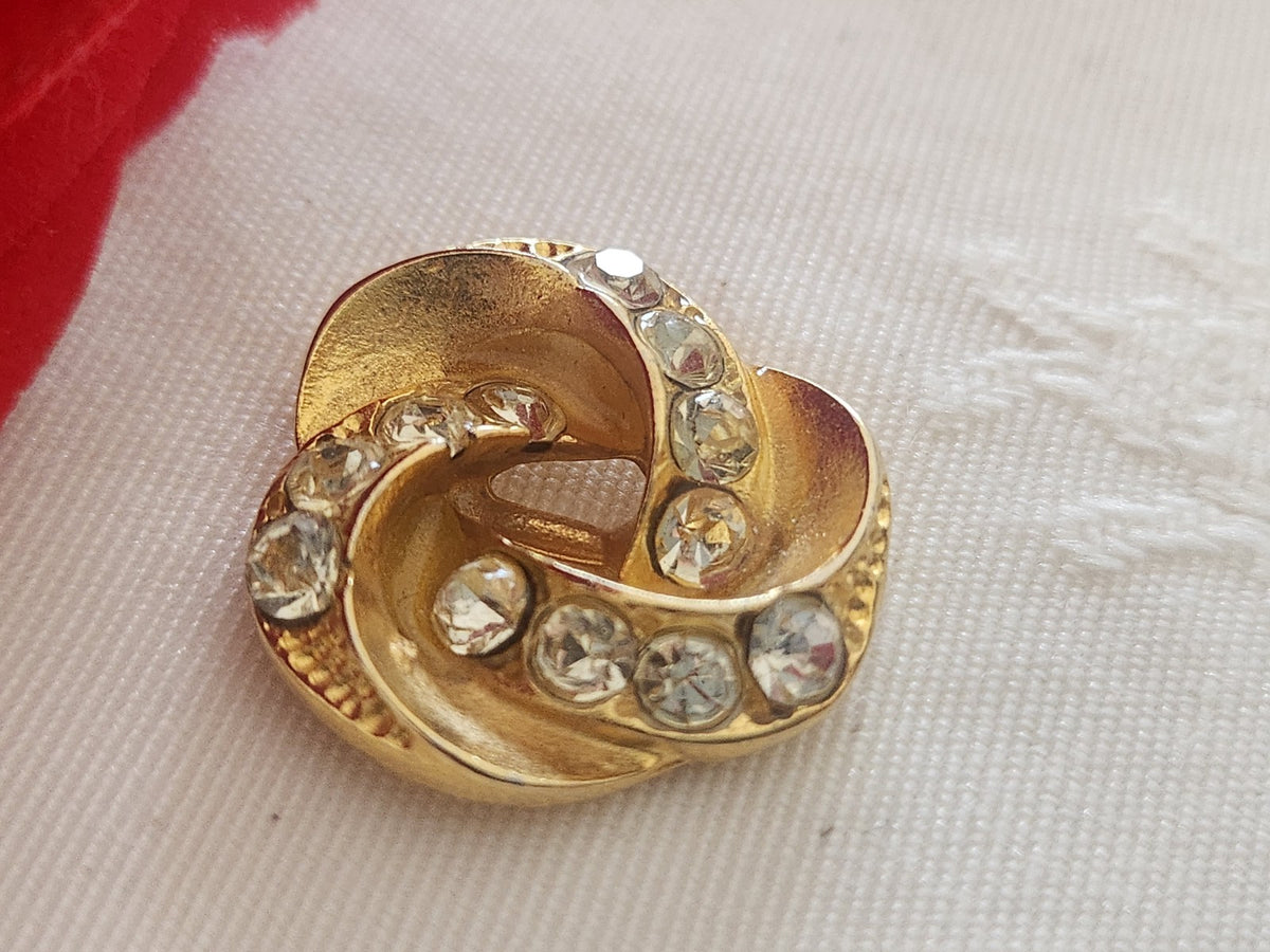 Bouton vintage en métal doré  strass verre 2 cm ou 20 mm bijoux  G3G