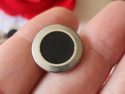 Lot 5 boutons vintage en metal argenté bleu quasi noir 1,7 cm ref 6026