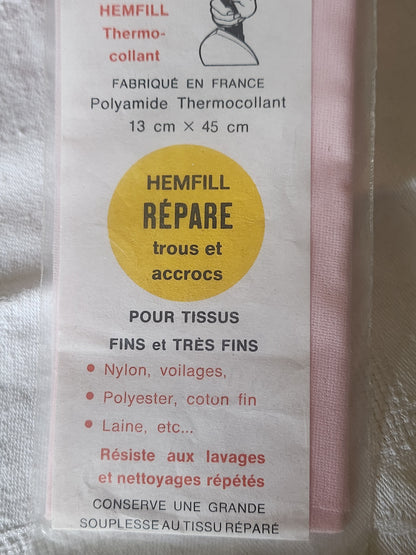Hemfill Vintage ancien "répare trous et accroc" tissus fins rose thermocollant