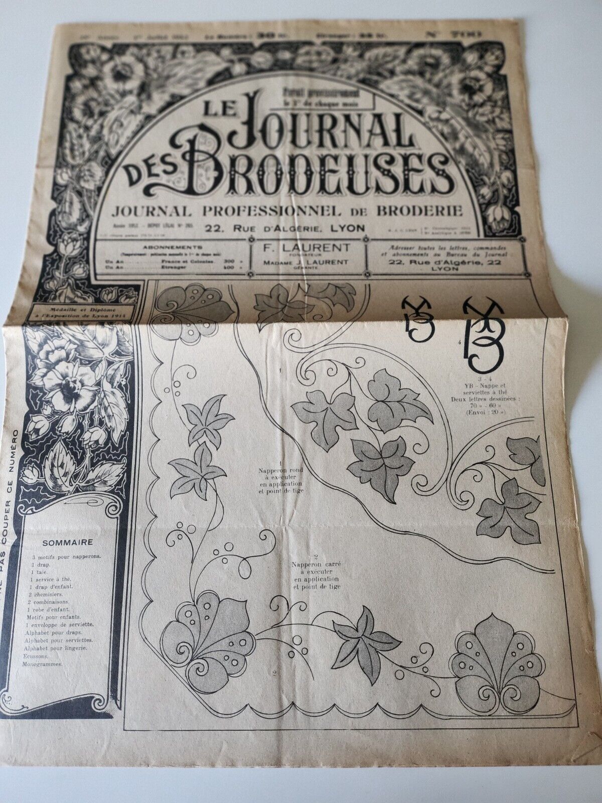 Le journal des brodeuses 1953  n° 700 napperons service a taie motif enfant