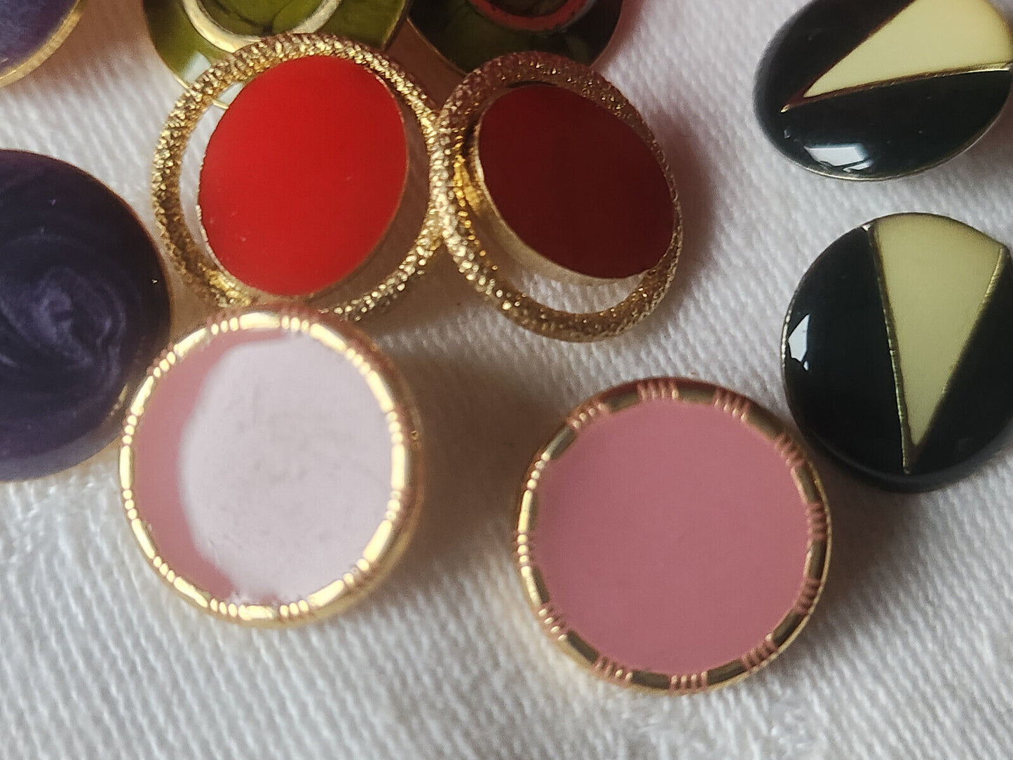 Lot 10 boutons vintage en métal  duo pied panaché 1,6 cm ref 1304