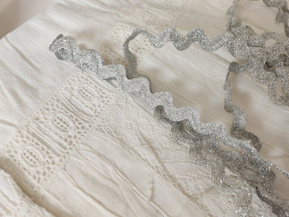 Serpentine ancienne dentelle galon argenté 3 mètres A2