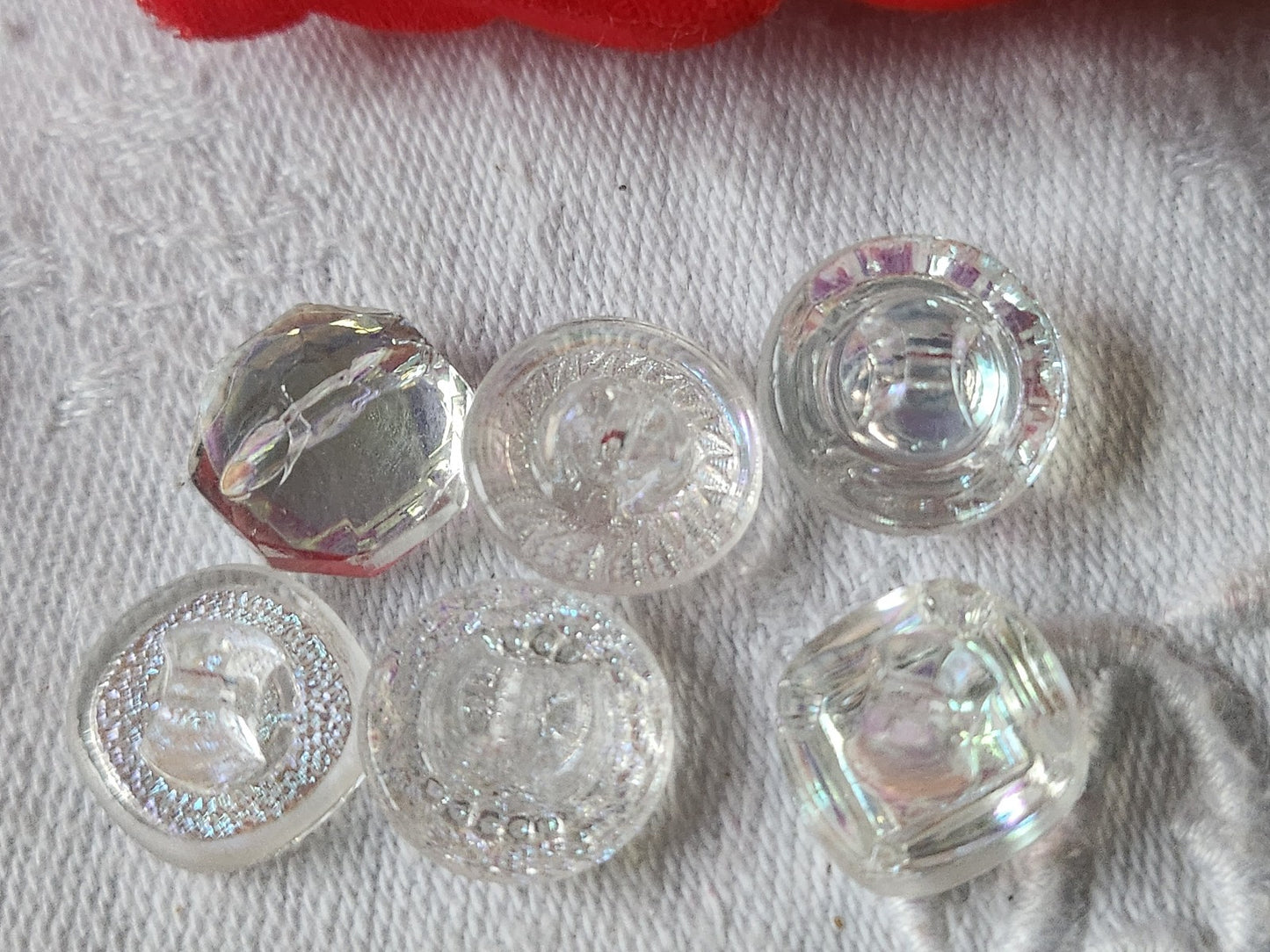 Lot 6 boutons anciens en verre mordoré rose panaché 1,2/1,3 cm ref 2109