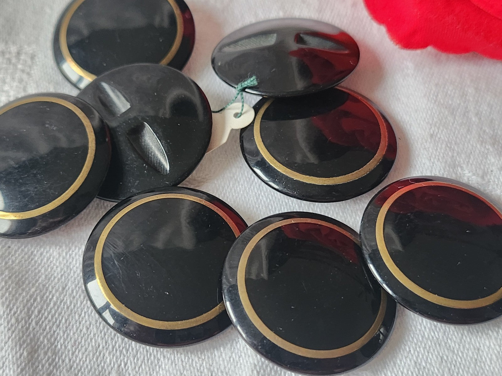 Lot 6 gros  boutons vintage noir metal  à pied  3 cm ref 1756