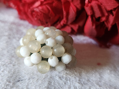 Bouton vintage  torsade perle en verre bijoux parurier 2,5 cm G7K