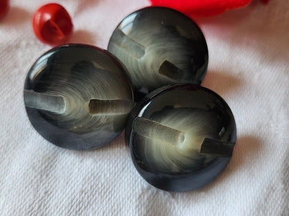 Trio superbes boutons vintage anse noir haute pied 2,2 cm ref 1201