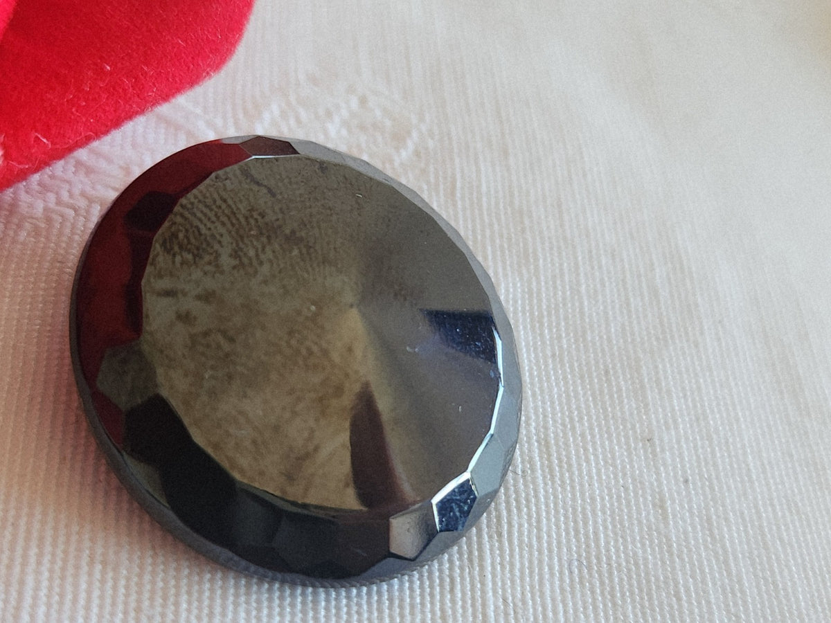 Gros bouton ancien en verre facette anthracite vintage 2,6 cm ou 26 mm G4H