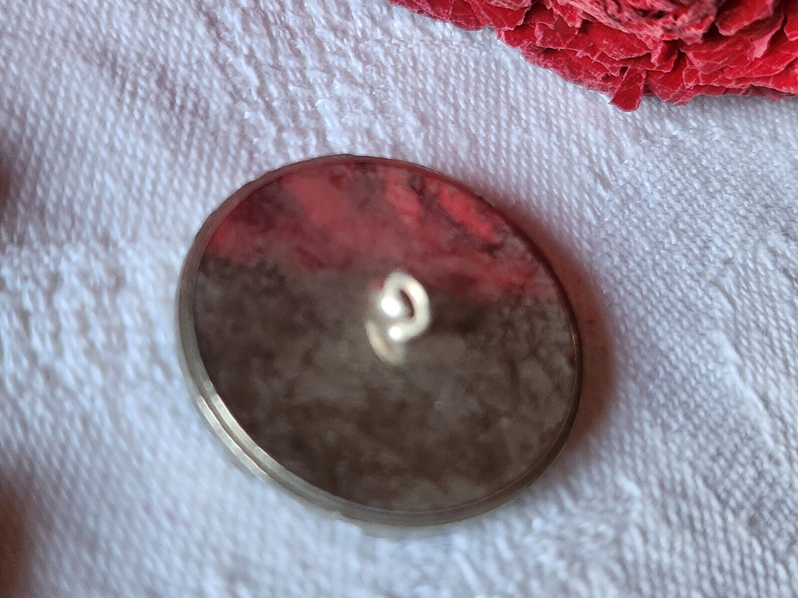 bouton ancien metal argenté gros coeur en nacre 2,5 cm ref 6140