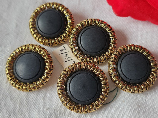 Lot 5 boutons en métal dentelle coeur mat vintage pied 2,2 cm ref 1647