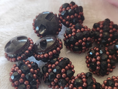 Lot  6 boutons vintage parurier perle en verre bombé  1,5 cm ref 921