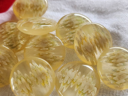 Lot 6 jolis boutons vintage inclusion créme paillette pied 2,2  cm ref 2443