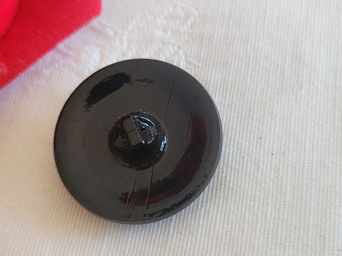 Gros bouton ancien en verre facette anthracite vintage 2,6 cm ou 26 mm G4H
