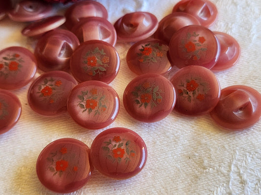 Lot 12 mignons boutons rose foncé bouquet de fleur pied 1,4 cm ref 505