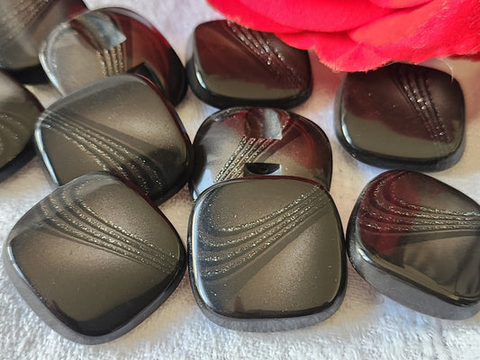 Lot 5 boutons vintage marron scintillant paillette carré pied 2,4 cm ref 6122