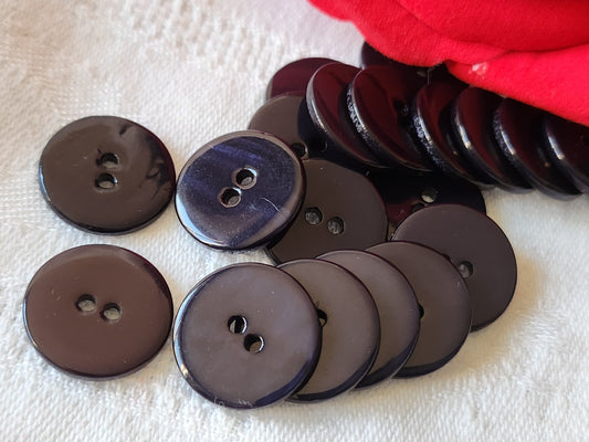 Lot 12 boutons vintage en nacre noir bleuté violet à trous 1,8 cm ref 2019