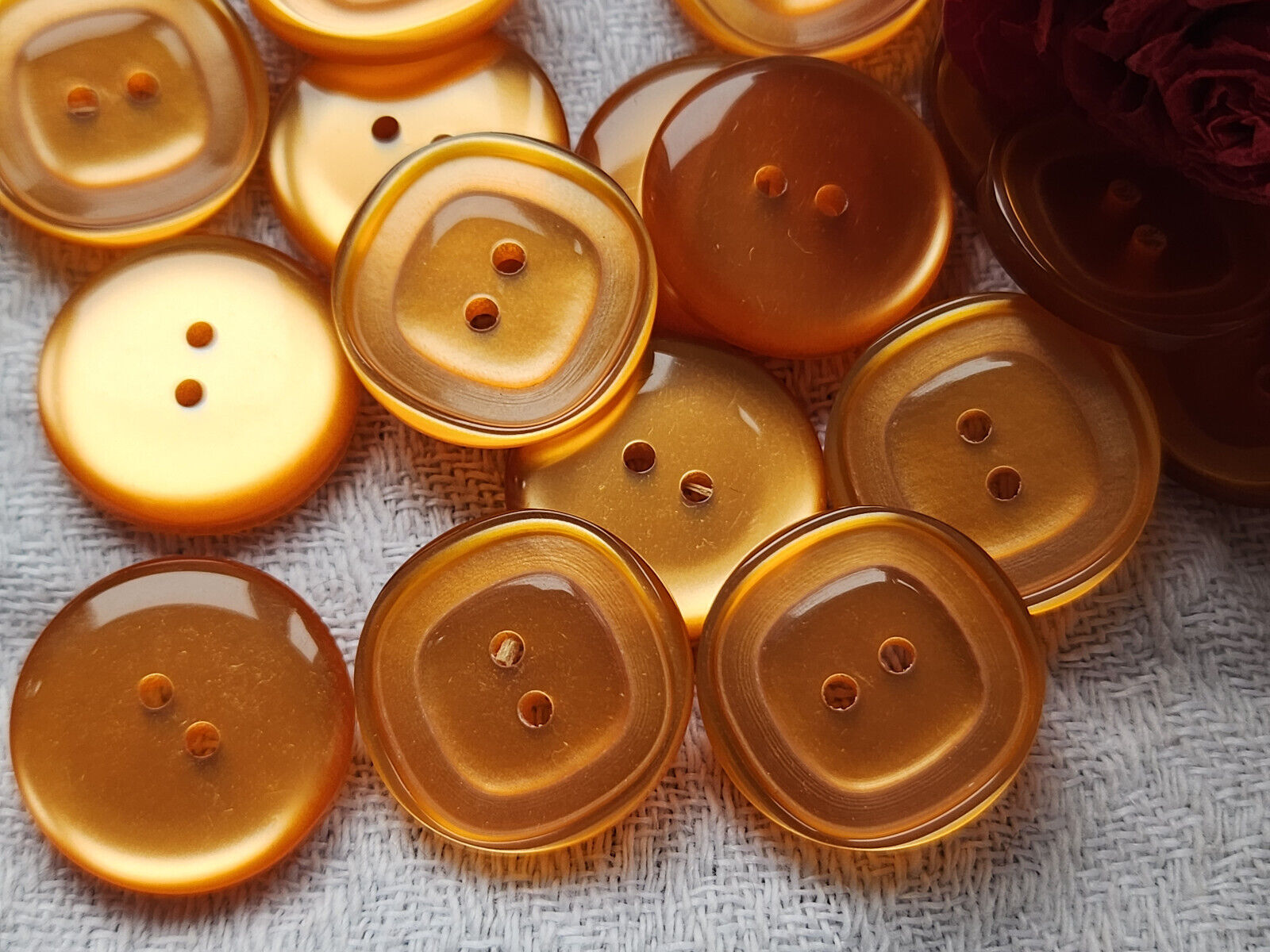 Lot 14 boutons vintage orange lumineux style iminacre ,7 cm ref 478