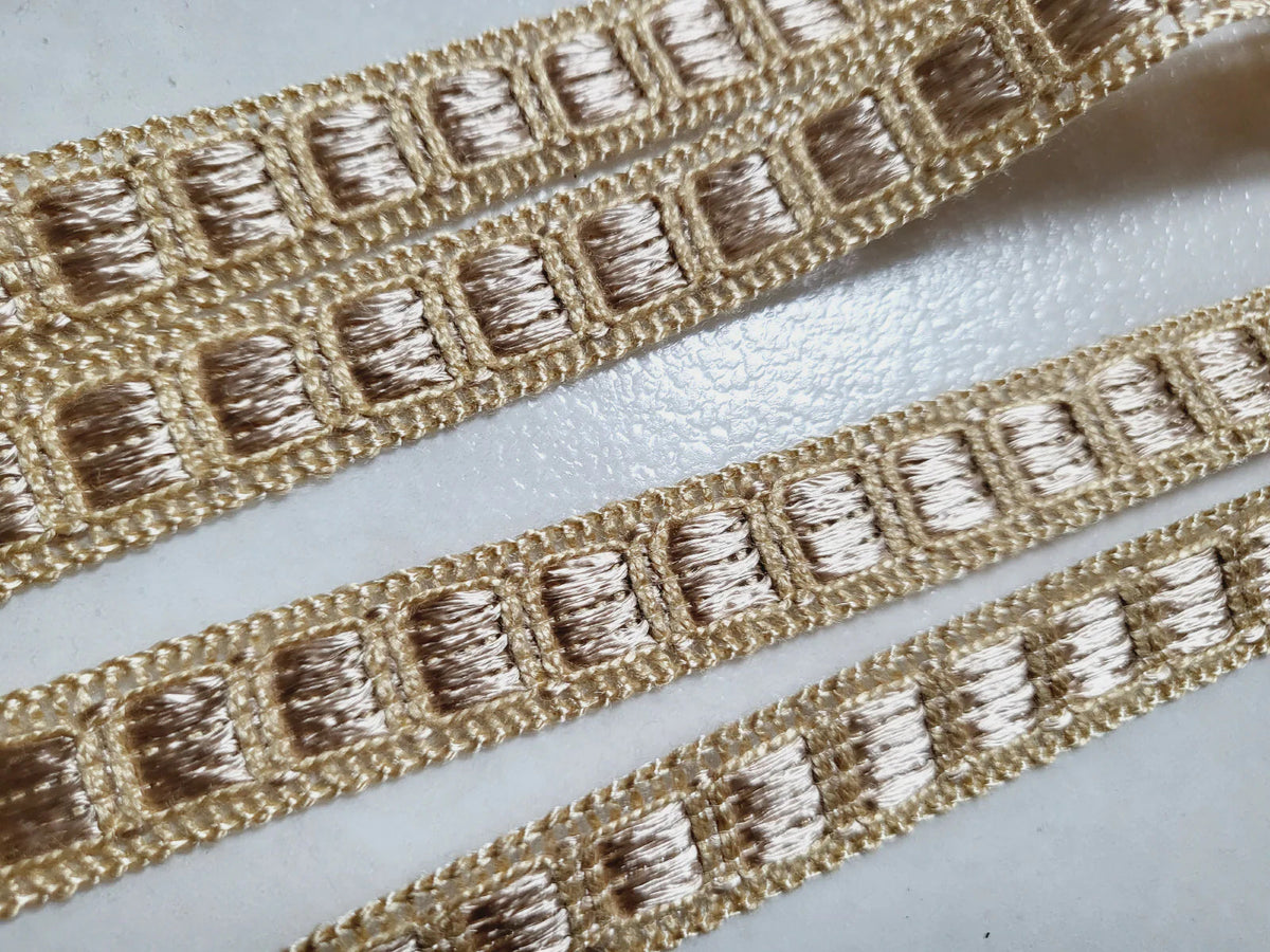 Galon vintage écru ancien lumineux beige 3 mètre sur 1,4 cm A2