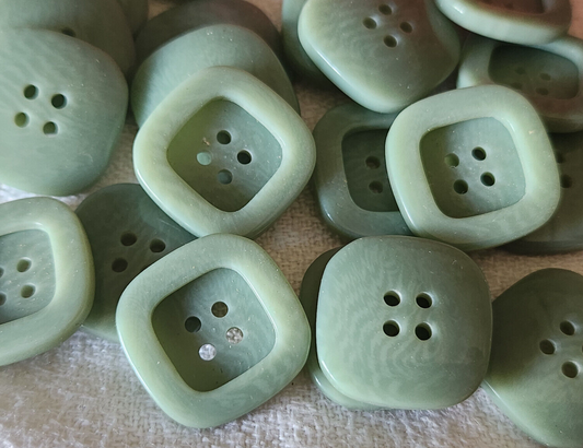 Lot 6 boutons vintage bleu veiné carré trou 2,3 cm ref 897