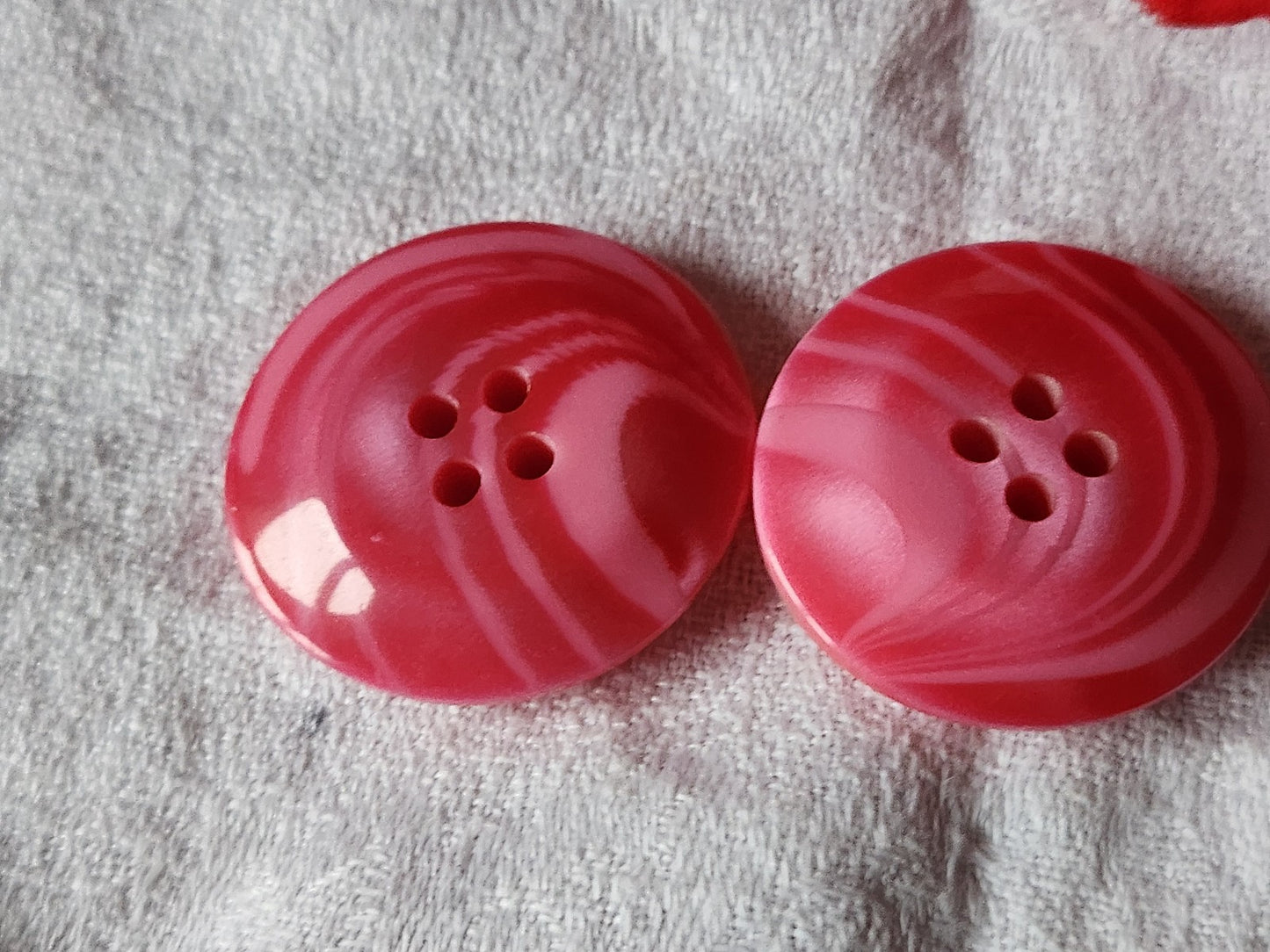 Duo gros boutons vintage rose ovale vague épais veste 3,2 sur 3,4 cm ref 5775