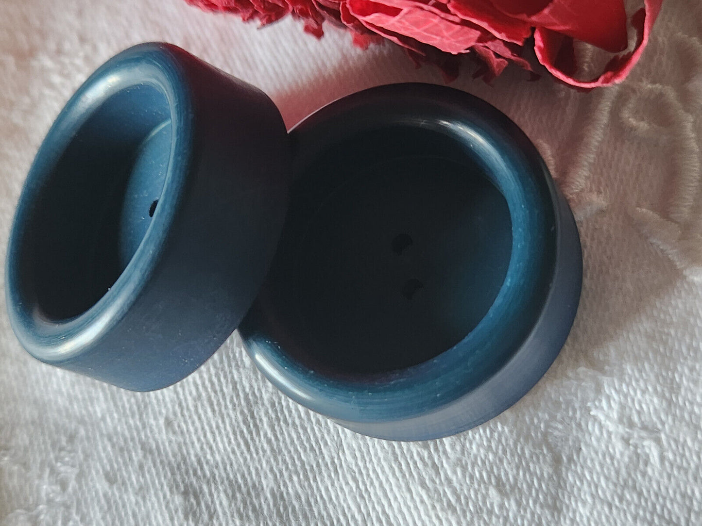 Duo gros boutons vintage bleu  gris mat trous bord  3,3 cm ref 3397