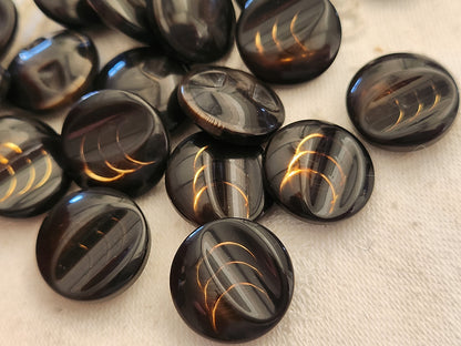Lot 6  boutons vintage marron inclusion  pied 1,7 cm manteaux ref 255