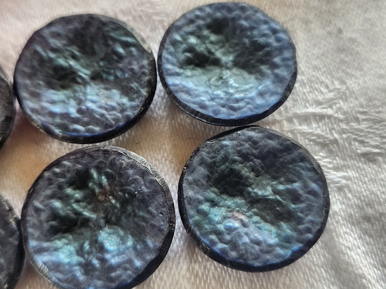 Lot 6 boutons vintage bleu à pied 2,2 cm ref 2380