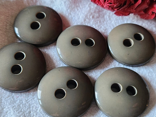 Lot 6 gros boutons vintage gris bombé trous 2,6 cm ref 322