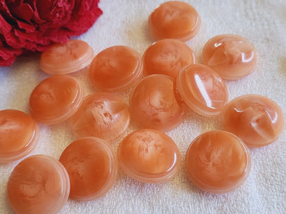 Lot 14 boutons vintage orange rose saumon veiné  pied diamètre 1 ,7 cm ref 5031