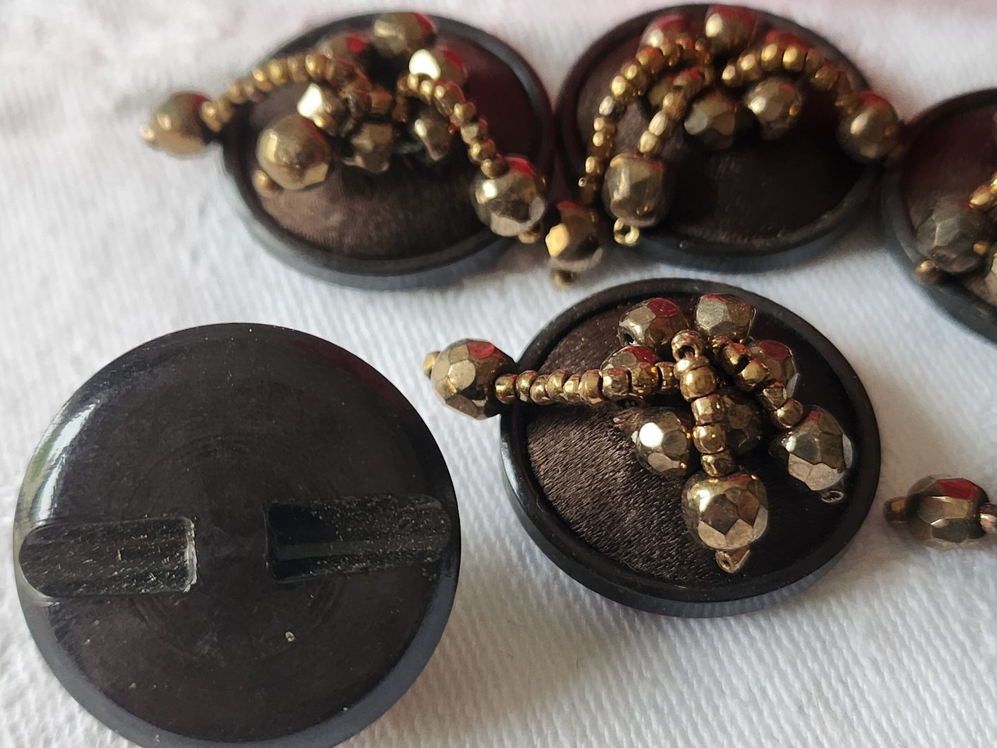 Collection lot 6 boutons  passementerie marron pendants perlé  2,4 cm ref 3569