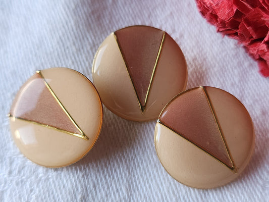Trio boutons vintage en métal  rose doré jolis 2 cm doré pied  D9J