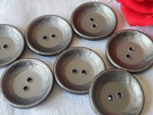 Lot 7 énormes  boutons vintage gris argenté 4 cm manteau ref 504