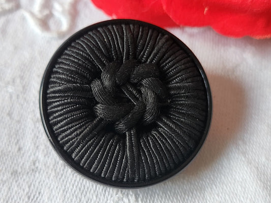 Collection gros  bouton vintage passementerie noir pied créateur 3,5 cm D13J